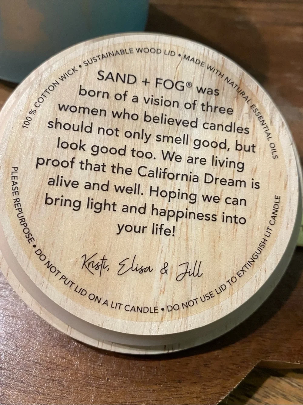 Sand + Fog Coastal Blue Scented Candle with Wooden Lid